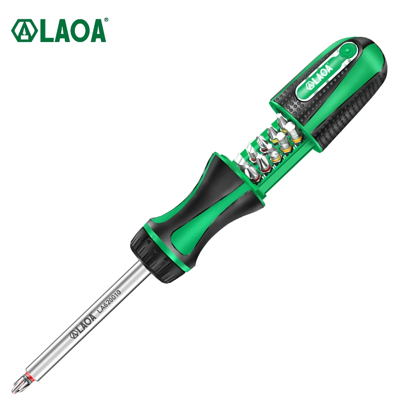 

LAOA 10 in 1 Ratchet Screwdriver with 10pcs Phillips Slotted Torx Screwdrivers Hexagon Bits Set S2 Screw Driver Hand Tools kit