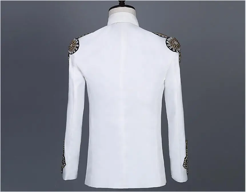 S-6XL!Men's white standing-collar punk suit jacket new guest performance clothes customized wholesale