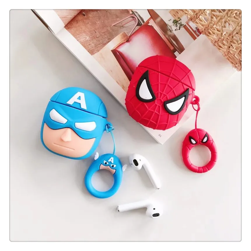 3D мультфильм Мстители беспроводной Bluetooth чехол для наушников для Apple AirPods силиконовый чехол для наушников s для Airpods 2 Защитная крышка