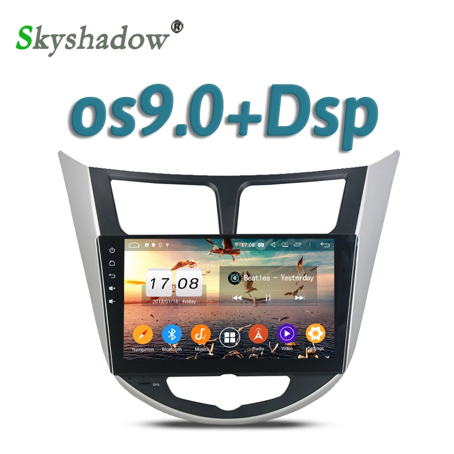 Автомобильный dvd-плеер ips DSP " Android 9,0 8 ядерный 4 Гб ram gps карта радио wifi Bluetooth 4,2 для hyundai Verna Accent Solaris 2011-2012