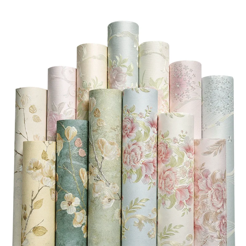 3d Wallpaper Mural Wall Covering Wallpaper Canvas Painting Wallpaper Self-Adhesive Non-Woven Wallpaper Fine Pressure Pastoral Bedroom Cozy Stereo Wallpaper European Living Room 3D Background