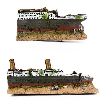 

Aquarium Fish Tank Polyresin 40cm Titanic Boat Ship Wreck Ornament Fish Tank Pet Underwater Decor Viewing Decorations