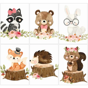 

HUACAN 5D DIY Diamond Painting Fox Hedgehog New Arrival Diamond Mosaic Cartoon Animal Embroidery Home Decor