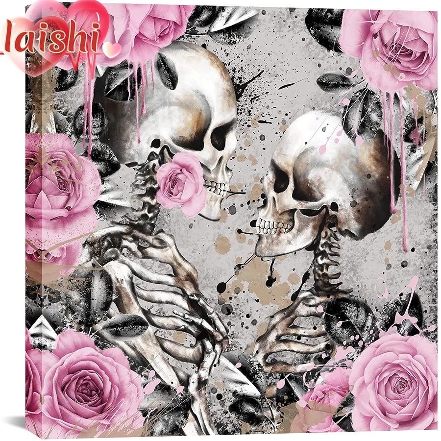 DIY Rose skull companion Diamond Painting Full Square/Round Drill Embroidery Cross Stitch Rhinestone Mosaic Home Decor | Дом и сад