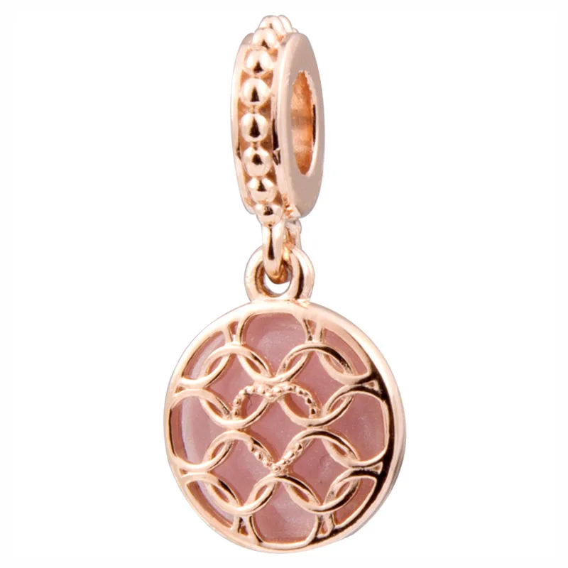 

Original Pink Enamel Rose Patterns of Love heart Pendant Beads Fit 925 Sterling Silver Bead Charm Bracelet Diy Jewelry