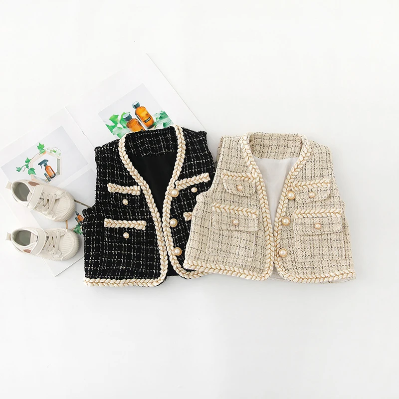 

Menoea Baby Girl Elegant Vest 2022 New Spring Autumn Kids Coats Baby Plaid Sleeveless Waistcoat Fashion Infant Outwear Clothing