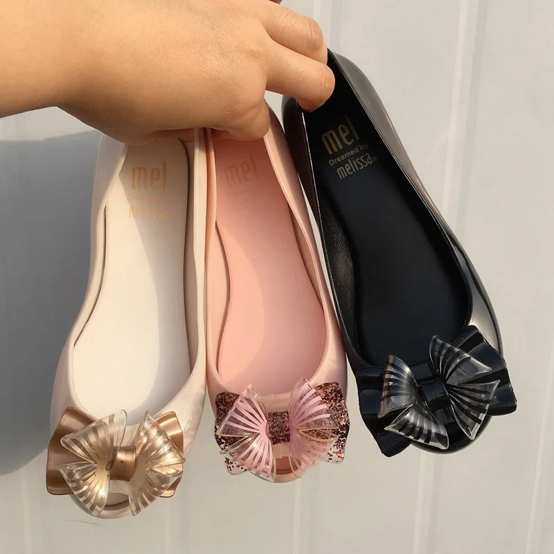 2020 новые детские сандалии Melissa для девочек с большим бантом прозрачная обувь