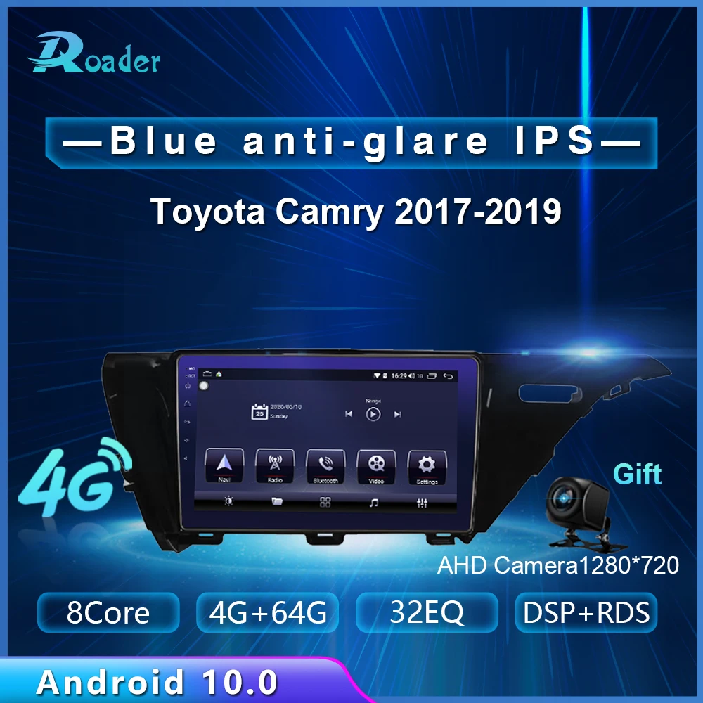Roader Android 10 0 автомобильный DVD для Toyota Camry 2017 2018 2019 4G + 64G Автомобильный Радио