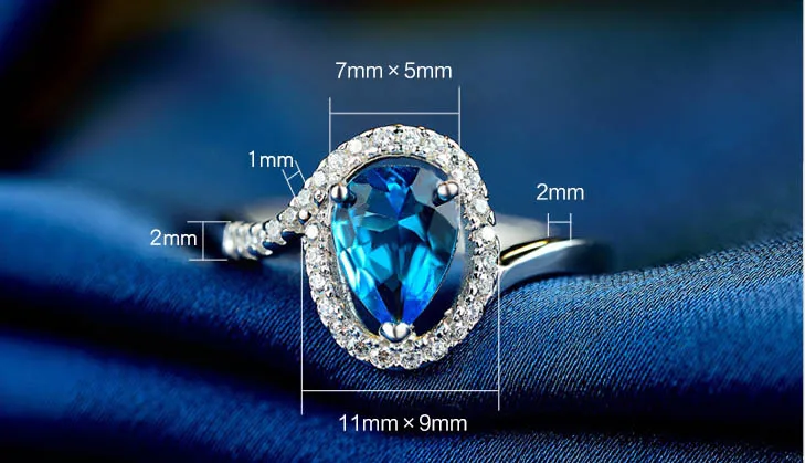 Bague Ringen твердое женское кольцо из серебра 925 пробы с 7*5 мм роскошным натуральным сапфиром Gestone, Женские Ювелирные изделия, вечерние, свадебные, женские, подарок