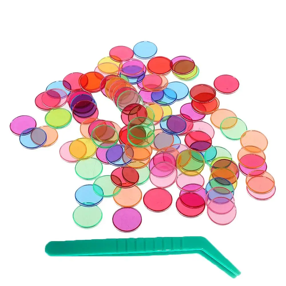 Counter Learning-Chips Educational-Toy Montessori Math Plastic Baby Tiles with Metal-Loop