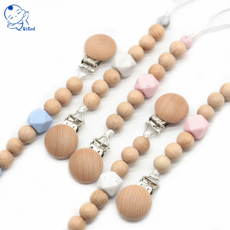 Funny Baby Pacifier Clips Infant Dummy Wood Attache Sucette DIY Shower Gifts BPA Free Newborn Holder Chain | Мать и ребенок