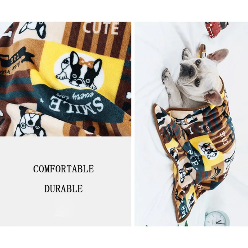 Коврики для собак флисовые французские одеяла с бульдогом зимние теплые матрас для собачьей лежанки для Подушка для собак одеяло щенок кошка спальные покрытые коврики