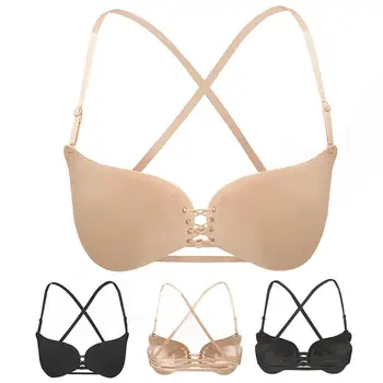 

Gathering Invisible Bras Bralette Underwear Women Push Up Convertible Straps Bra Wedding Brassiere Wire Free Back Band Bras