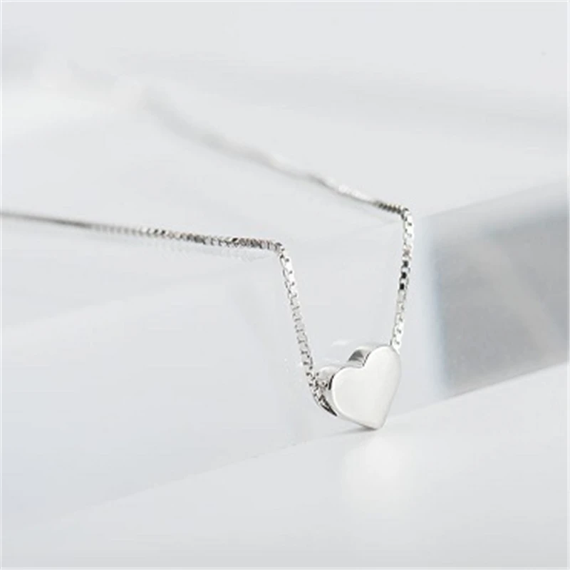 

S925 silver Japanese and Korean small fresh sterling silver heart-shaped necklace small and simple clavicle chain female
