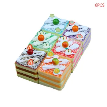 

New 6x Realistic Artificial Square Cake Bakery Window Fruit Food Display Photo Props