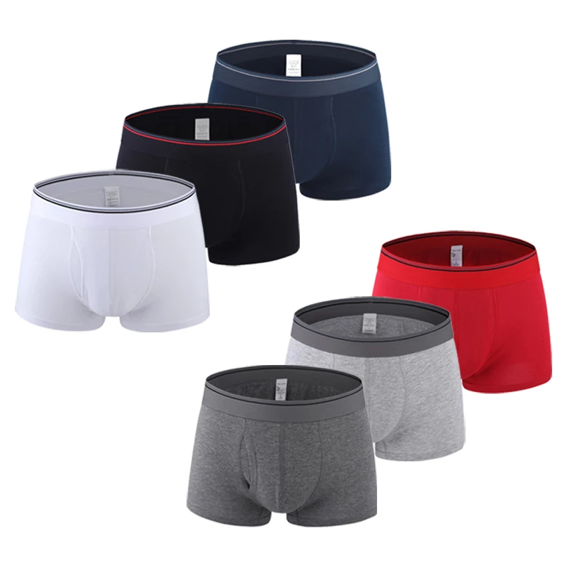 

4Pcs/Lot Men's Classic Boxer Underwear Pack Soft Cotton Boxershorts Plain Stretch Underpants Briefs For Male