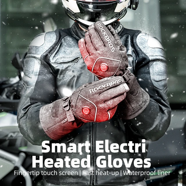 Guantes calefactables de invierno ROCKBROS, guantes para mantener el calor,  guantes impermeables recargables, guantes calefactables USB para  motocicleta, guantes para Moto - AliExpress