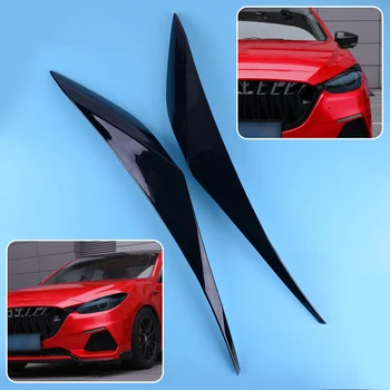 

beler ABS 2Pcs Car Black Headlight Eyebrows Eyelids Trim Fit for Mazda 3 Axela Sedan 2017 2018