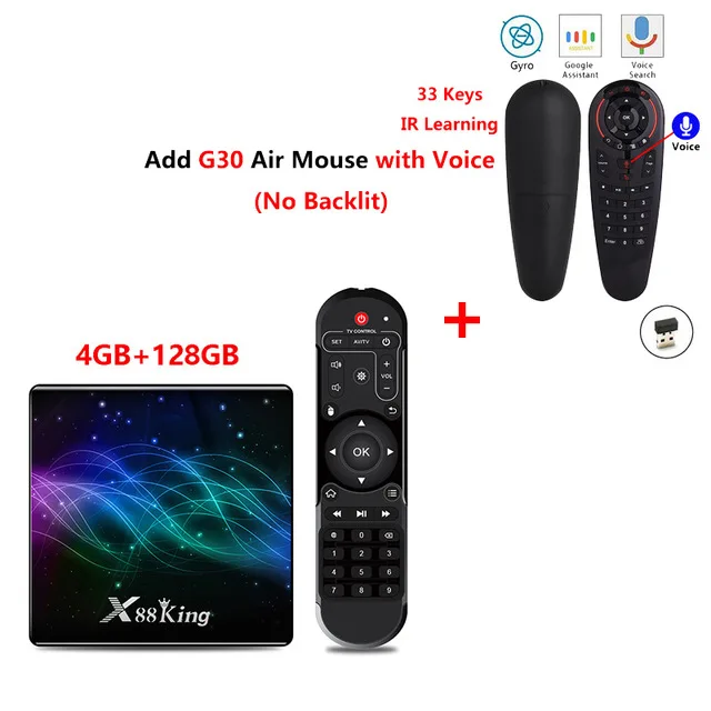 X88 color add g30s X88 King Android 9,0 ТВ-приставка Amlogic S922X 4 Гб DDR4 128 ГБ 2,4 ГБ 5G двойной Wifi Bluetooth 5,0 1000M LAN 4K телеприставка медиаплеер - Цвет: X88 color add g30s
