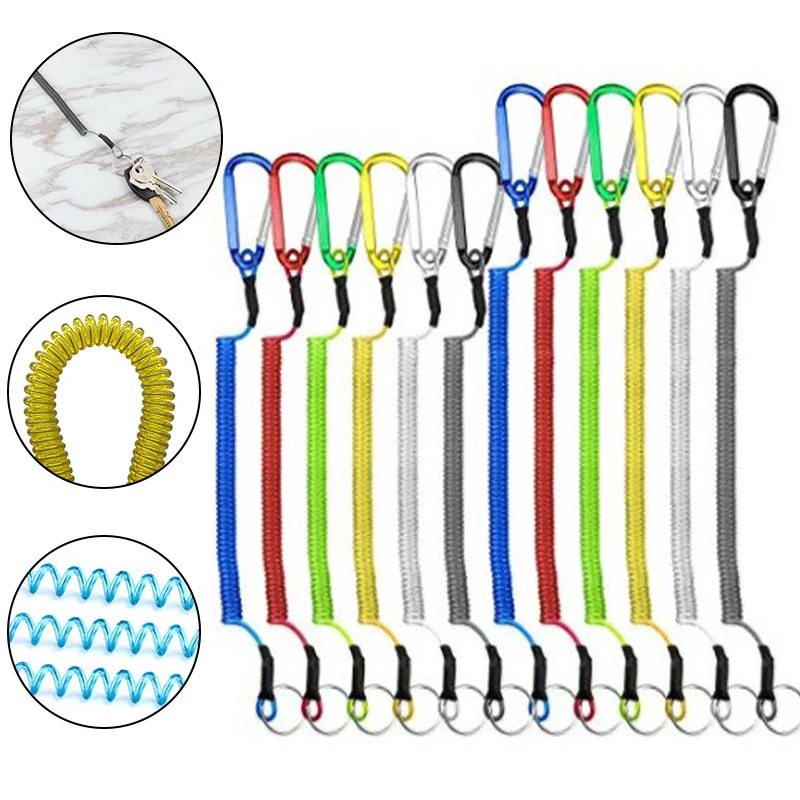 High Elastic Carabiner Wire Rope Keychain Anti-lost Lanyard Key Retractable Fishing Gear Adjusted | Украшения и аксессуары