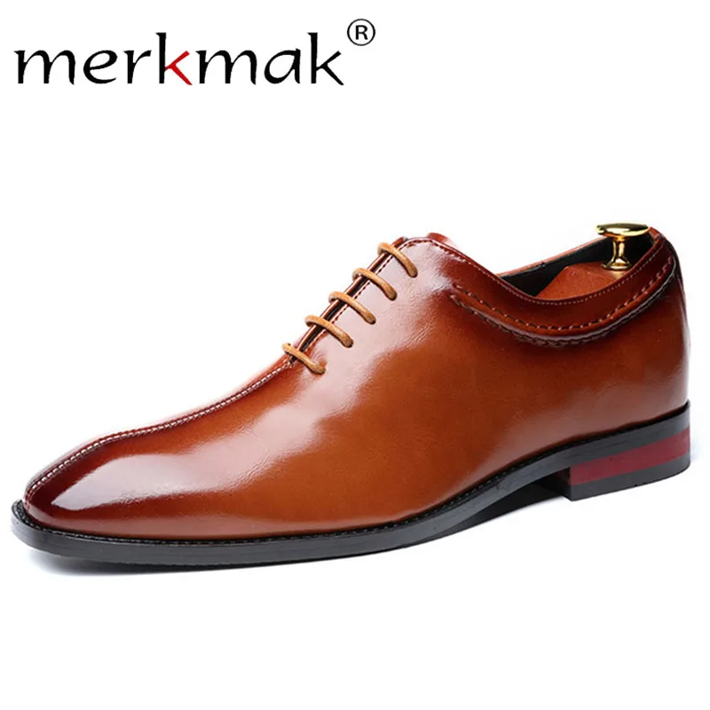 Merkmak/модные классические мужские туфли; кожаные оксфорды; Повседневные Мужские модельные туфли на шнуровке; деловые мужские мягкие туфли на плоской подошве; большие размеры 38-48