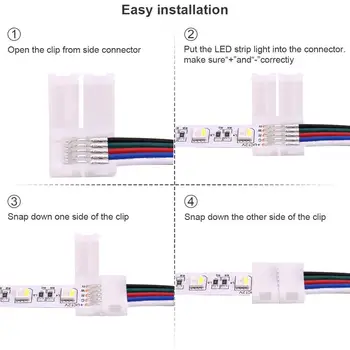 

5Pin LED Strip Connector Kit - iCreating 10mm RGBW LED Connector Kit includes 32.8FT RGB Extension Cable, 10x LED Strip jk1067