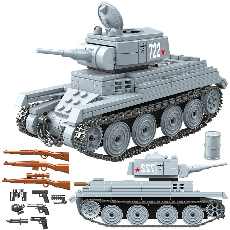 

462PCS Military Soviet Union Light Tank Building Blocks Legoingly WW2 War Tank Army Soldiers Education Blocks Toy For Children