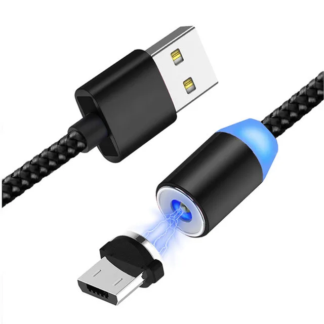 Магнитный кабель Micro USB type-c для зарядки samsung S8 J4 J6 J7 A6 A7 LG W10 W30 zte Blade L8 A5 V7 lite V18 адаптер Шнур - Цвет: Черный
