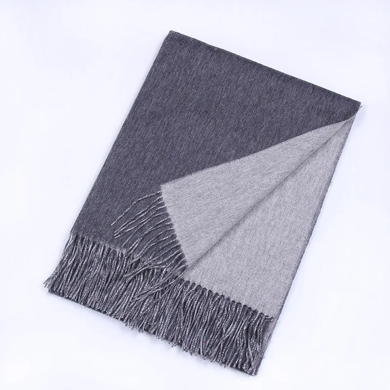 Lamb Cashmere Scarf Women Winter Soft Double-Sided Cashmere Shawl Dropshipping Solid Color Versatile Wool Fringed Wraps - Цвет: Светло-фиолетовый