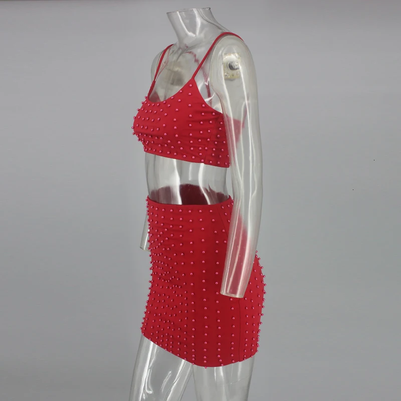 Tobinoone Pearl summer dress Women two piece backless bodycon nightclub sexy dress Evening party mesh mini dress vestidos