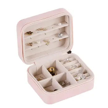 

Portable Jewelry Box Zipper Storage Box Women Jewelry Organizer Display Travel Case