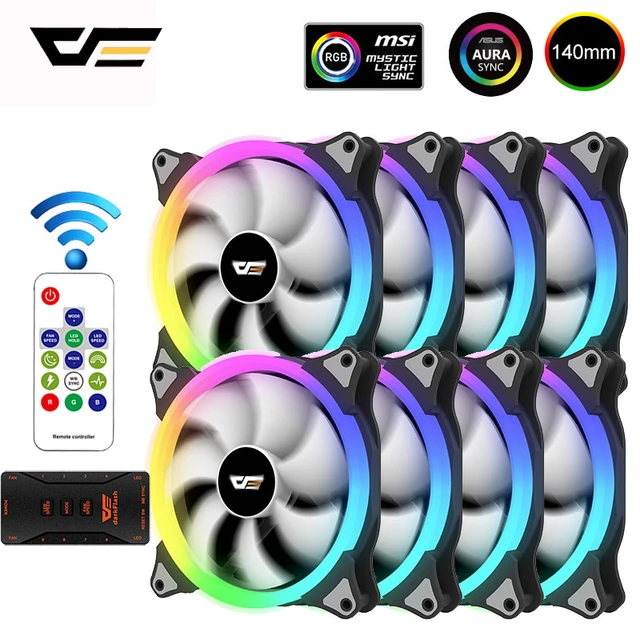 Darkflash 140mm Case Fan Pc Cooling Rgb Aura Sync 5v/3pin Header With Ir Remote Case Cpu Cooler And Radiator - Fans Cooling - AliExpress