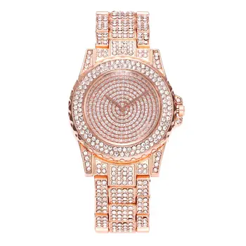 

Luxury Women Fashion Rhinestone Stainless Steel Band Analog Quartz Round Wrist Watch Watches Ladies Gift Reloj