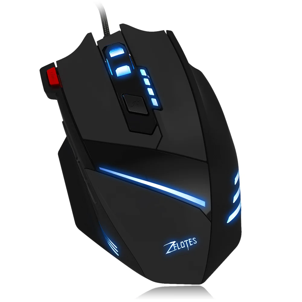 Zelotes 7200 dpi USB Проводная игровая мышь регулируемая USB компьютерная мышь 7 кнопок эргономичная мышь для ноутбука T10 T60 T80
