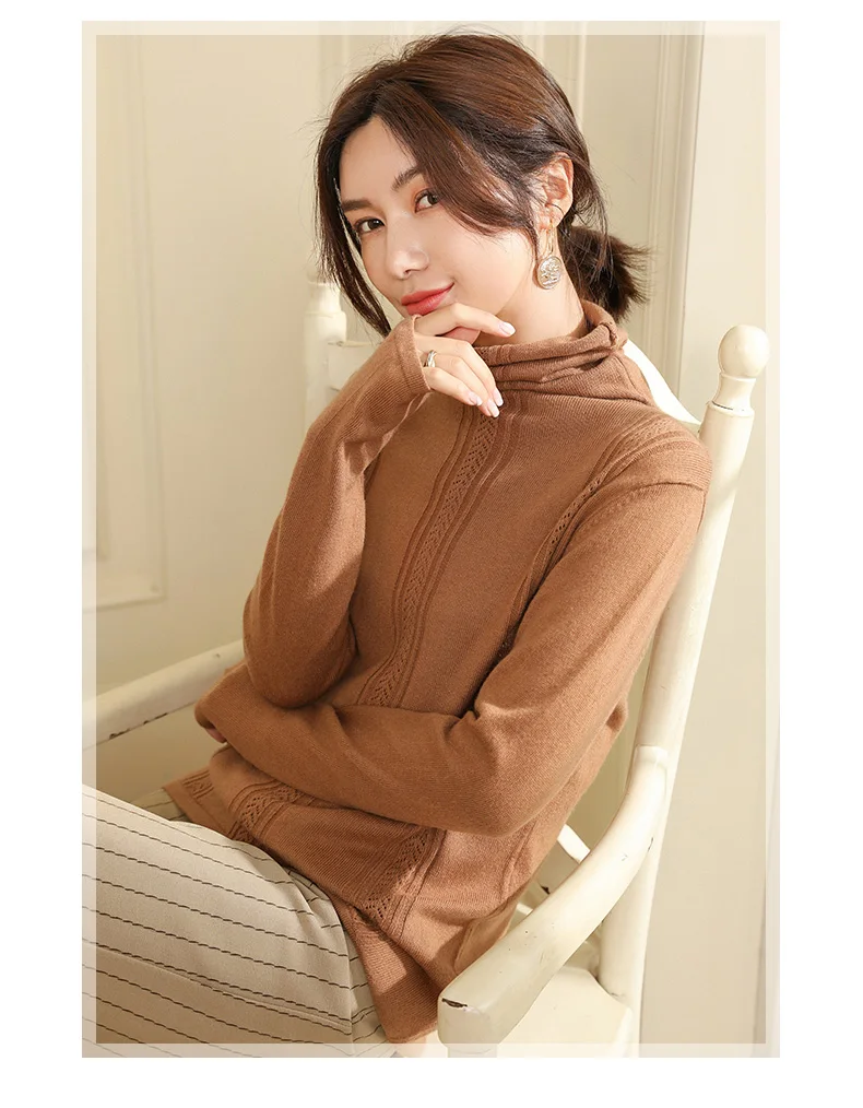 BELIARST Autumn and Winter New Pile of Cashmere Sweater Women's Pullover Sweater Was Thin Hollow Knit Bottoming Sweater