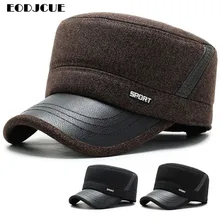 Осенне-зимние мужские шапки с защитой ушей, военные шапки, плоская бейсболка, уличная Кепка с защитой от холода, кепка для папы, gorras