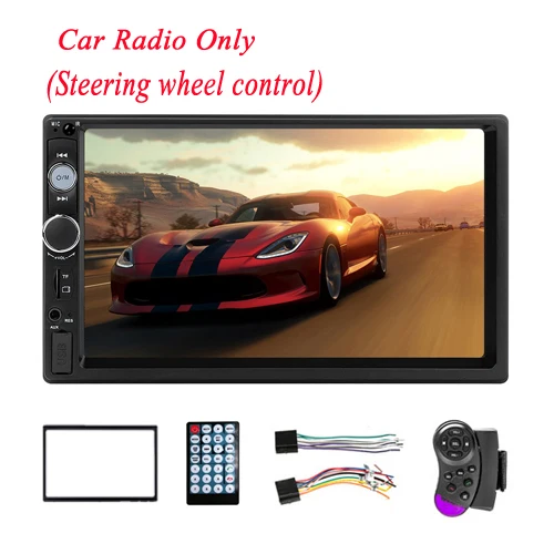 AMPrime 2 din car radio 7" HD Player MP5 Touch Screen Digital Display Bluetooth Multimedia USB 2din Autoradio Car Backup Monitor - Цвет: Wheel Radio Only
