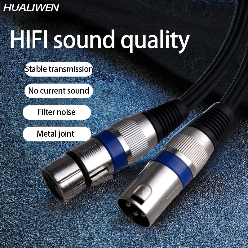 HUALIWEN  XLR Cable Male To Female M/F 3Pin OFC Audio Cable Foil+Braided Shielded For Microphone Mixer Amplifier