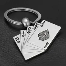 Mode Poker Keychain für männer Männlichen Persönlichkeit Metall Schlüssel Kette Schlüssel Ring Lustige Geschenk Auto Schlüsselbund Tasche Zubehör(China)
