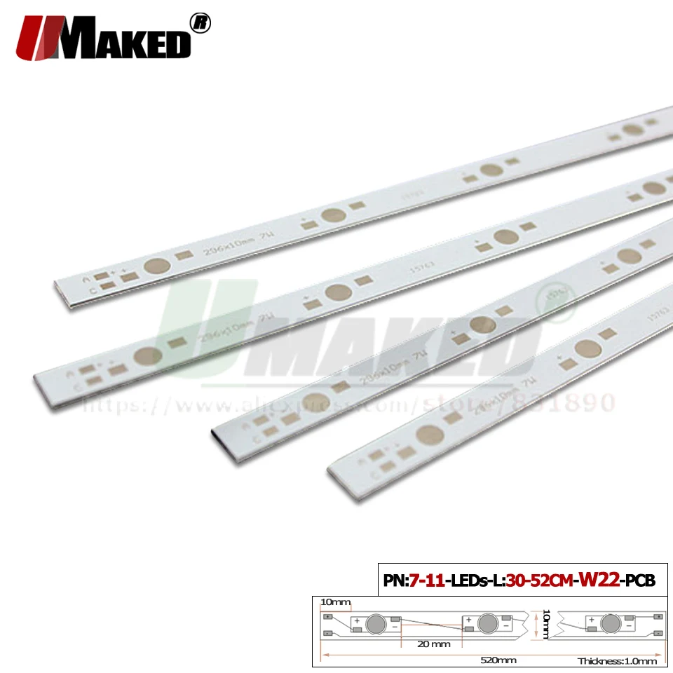 LED PCB 7/8/9/11leds aluminum plate 1W 3W 5W high Power Doide install lamp Board For W22 Aquarium Tube Grow light DIY | Лампы и