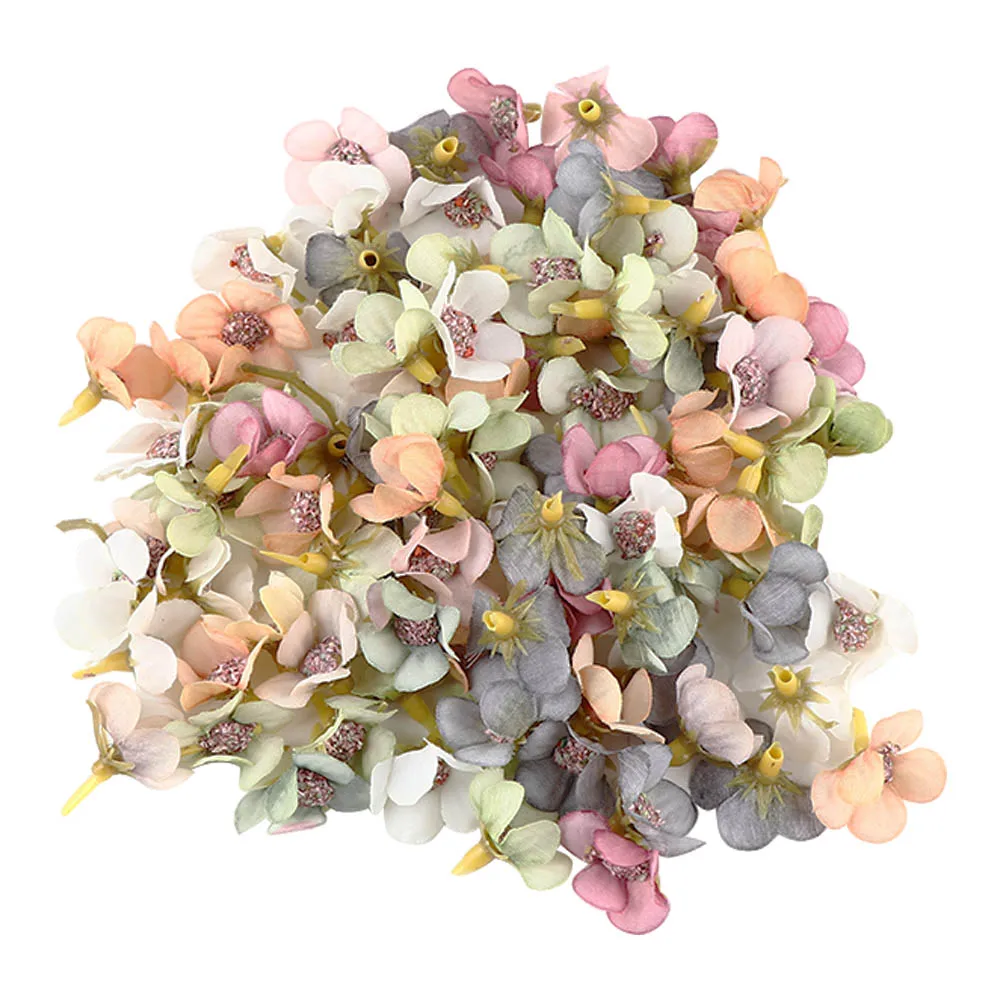 100 Pcs 2 cm Multicolor Daisy Flower Heads Mini Silk Artificial Flowers for Scrapbooking Home Wedding Decoration