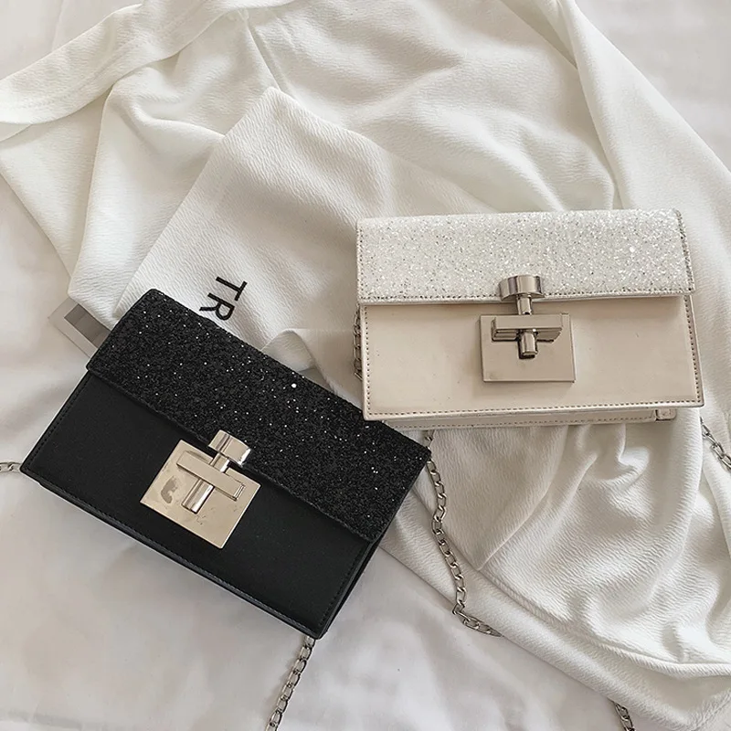 

WOMEN'S Bag Bag Bag2020 New Style Korean-style Chain Shoulder Bag Shoulder Bag Sequin Women's Square Sling Bag