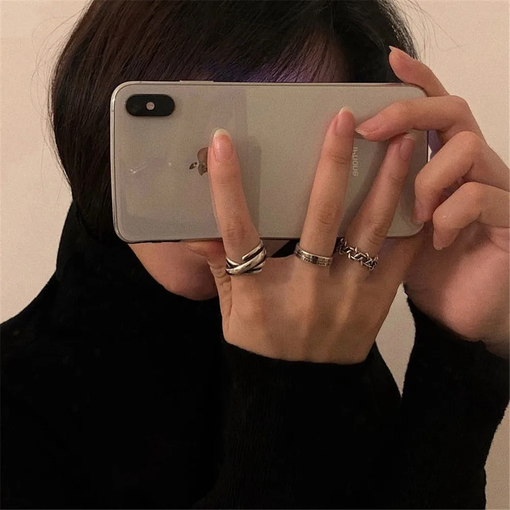 Men Rings Sets Resizeble for Women Gilrs Punk Vintage Open Ring Fashion Tail Adjustable Couple Jewelry Gift | Украшения и