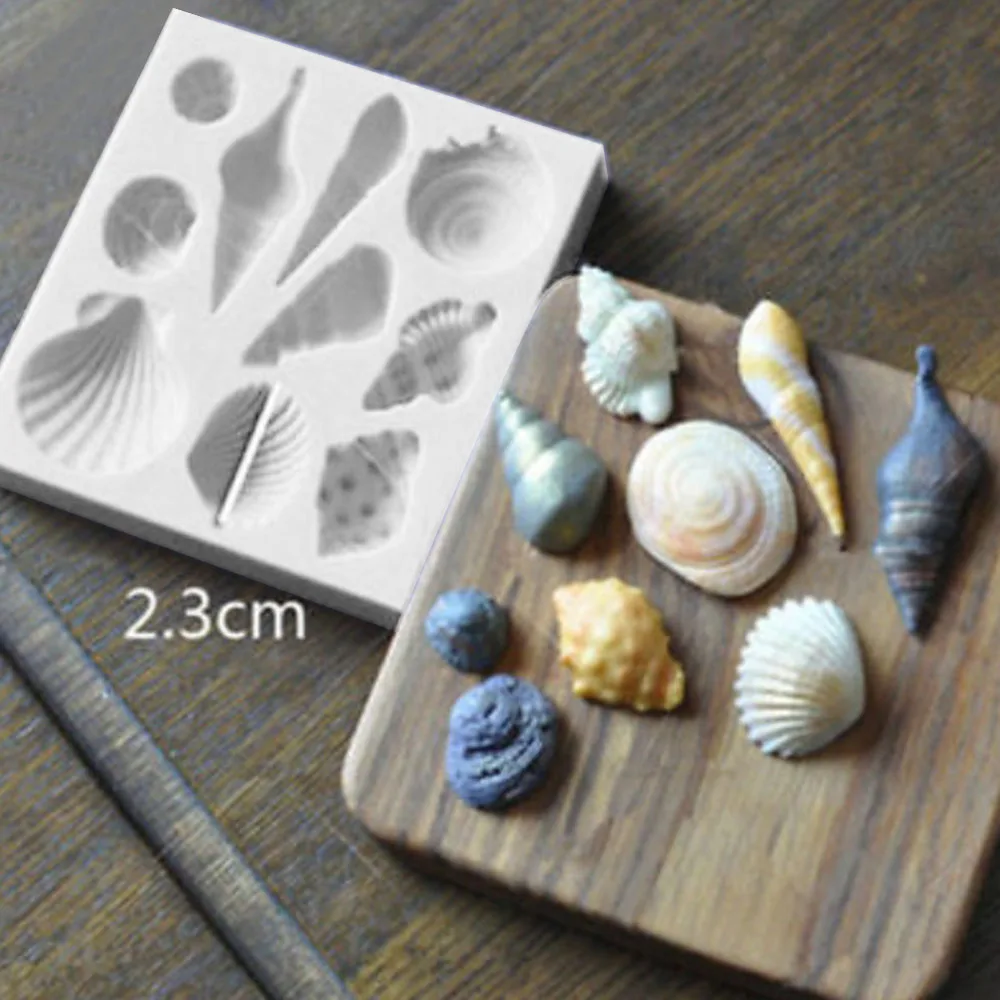 

DIY Sea Shells Conch Silicone Mould Cake Beach Stones Summer Fondant Baking Mold