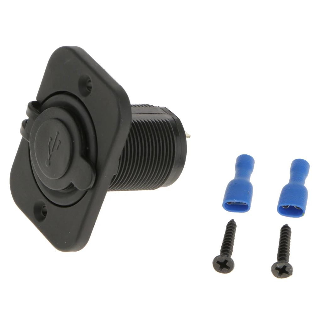 3.1Amp Waterproof Motorcycle Dual USB Port Charger Socket 1A % 2.1A for Car Boat Marine RV Mobile with Blue LED Indicator