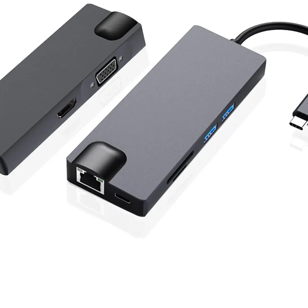 8 в 1 USB-C концентратор USB C к VGA HDMI Micro Card Reader адаптер type C USB 3,0 концентратор для MacBook Chromebook ноутбука тип-c