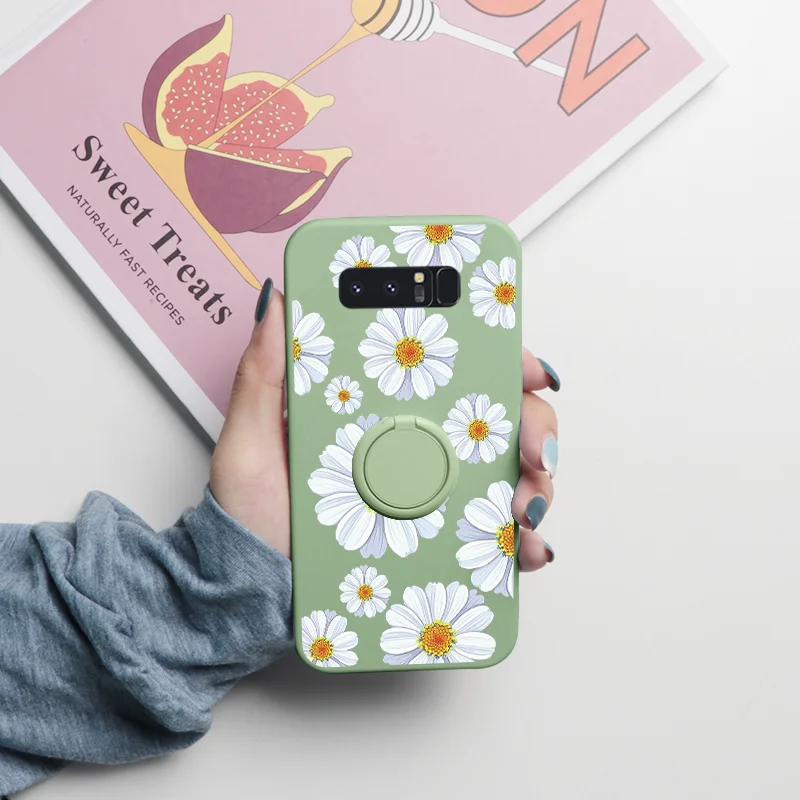 For Samsung Galaxy Note 10 9 8 Case Magnetic Ring Holder Fundas For Samsung GalaxyNote10 GalaxyNote9 GalaxyNote8 Flower TPU Etui kawaii samsung cases Cases For Samsung