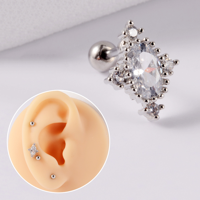 361L Surgical Steel Cz Ear Tragus Cartilage Crystal Lightning Snake Lobe Earrings Helix Earring Barbell Piercing Jewelry 20G