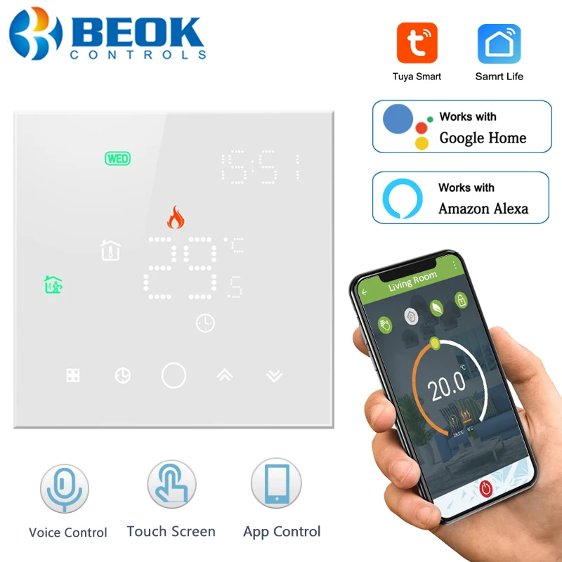 Beok Tuya Wifi Thermostat For Gas Boiler Temperature Regulator Smart Floor Heating Thermotato Works With Google Home Alexa
