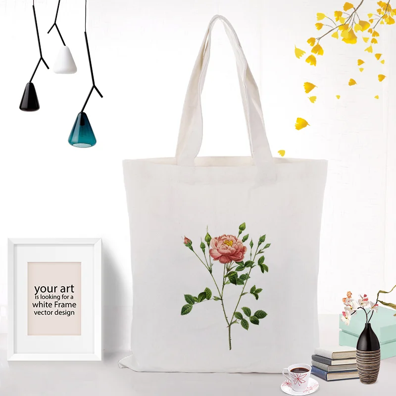FLOWER0107 Цветочная сумка, сумка-тоут, для использования, сделай сам, Холщовая Сумка для покупок, на заказ, печать логотипа, эко многоразовая утилизация текста, на каждый день - Цвет: FLOWER0107